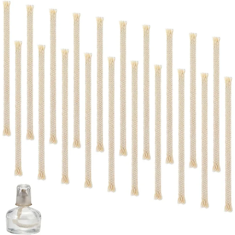

20Pcs 1/4" Round Oil Lamp Wicks, Cotton Wicks for Oil Lamps Handmade Braided Torch Wicks Replacement for Oil Lamp Candle Lamp