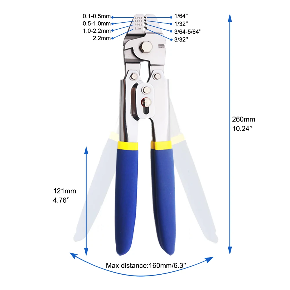 Wire Rope Crimping Fishing Swaging Tool Cable Crimps up to 2.2mm Aluminum Tube Double Barrel Ferrule Loop Sleeve