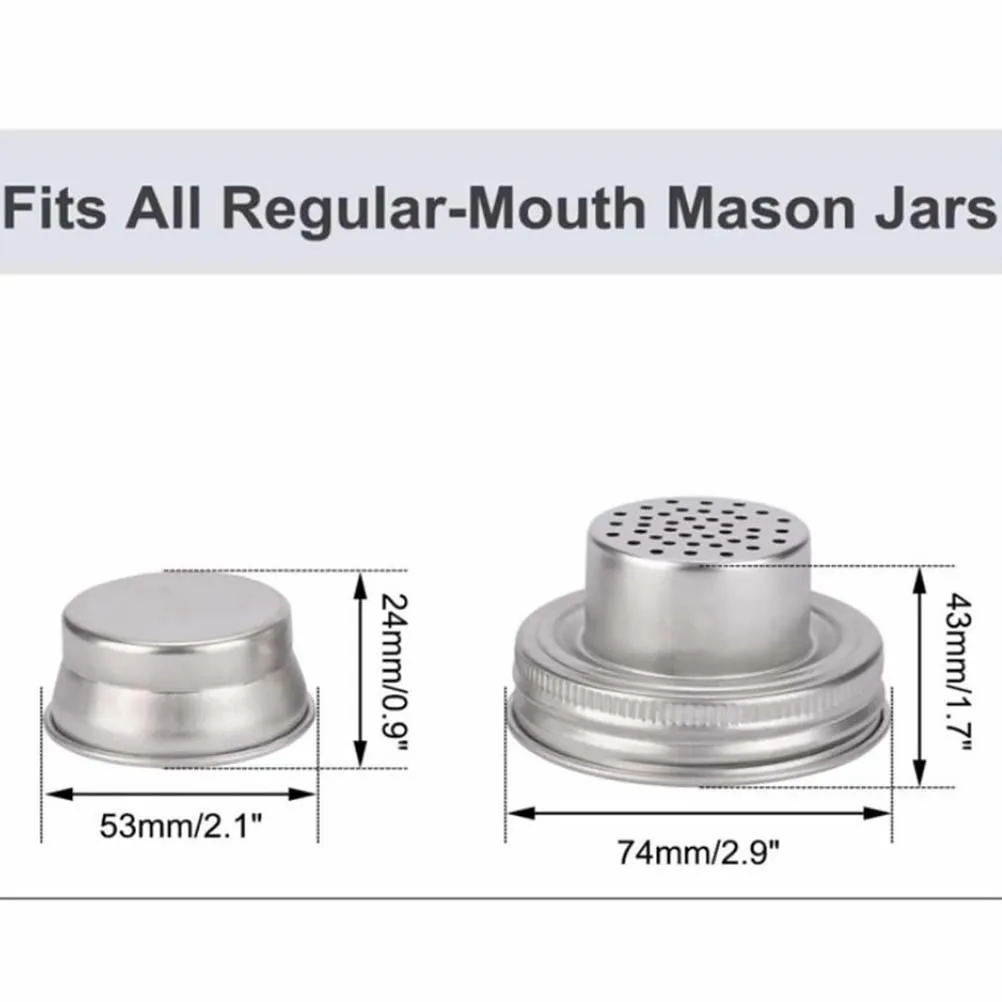 

1PC Stainless Steel Cocktail Shaker Lid for Jar Anti Rust Spice Dispenser Flour Sifter BBQ Accessories Home Bar