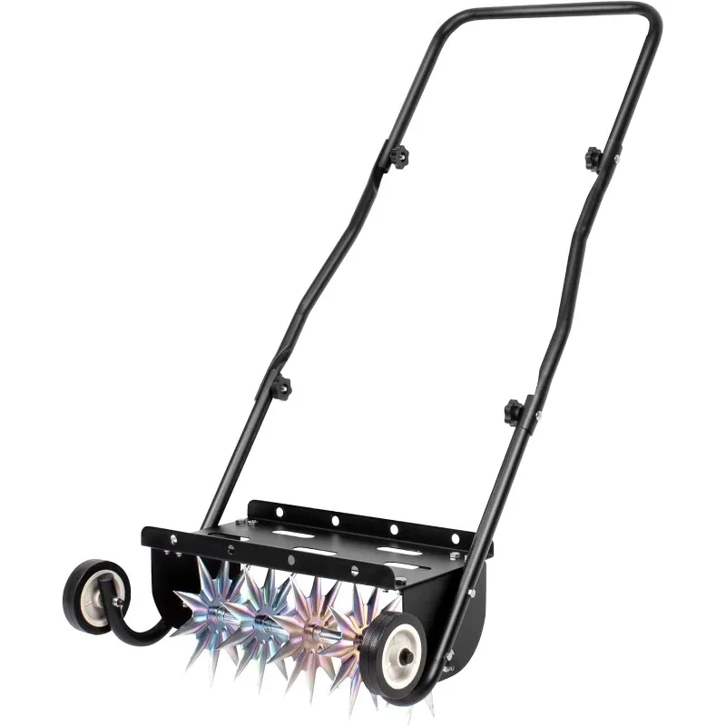 

18-Inch Push Spike Aerator, Heavy Duty Rolling Lawn Aerator, Rotary Spike Lawn Aerator, Manual Lawn Aeration Equipment