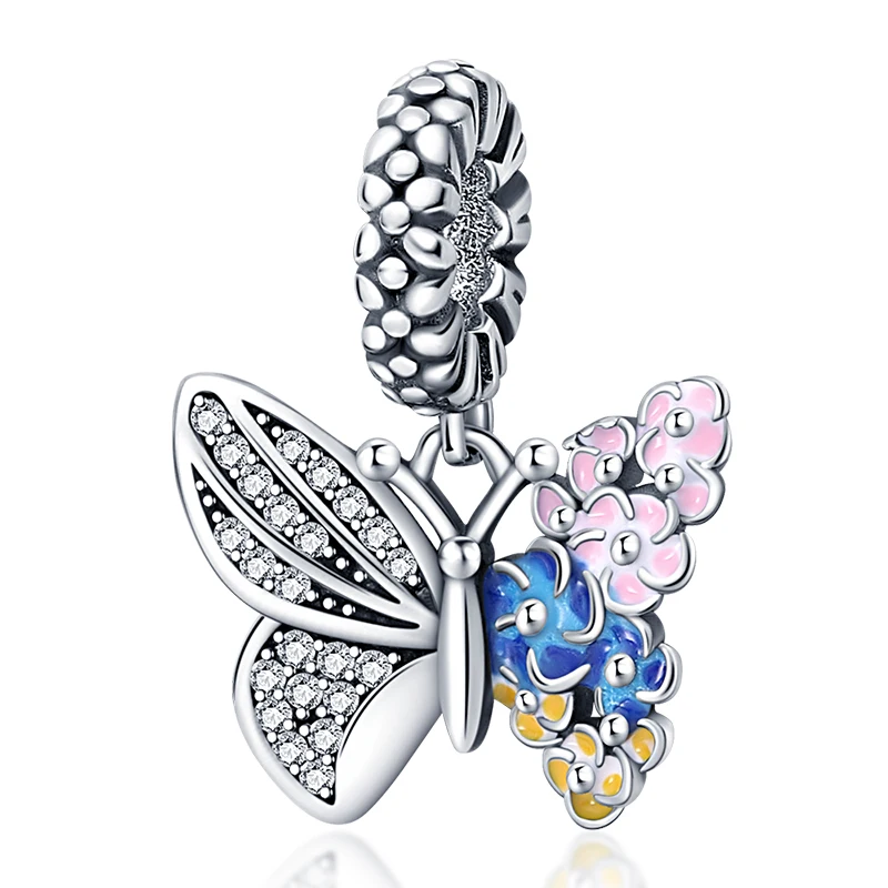 925 Silver Butterfly Pendant Charm Beads Inlaid Zircon Fit Pandora Bracelets Women DIY Anniversary Birthday Gifts Luxury Jewelry