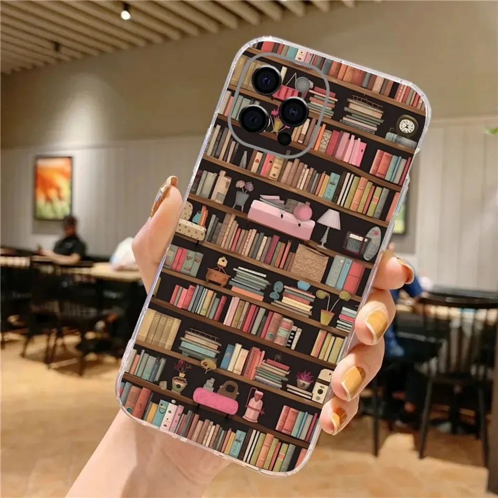 Capa de telefone para meninas, estante de leitura para iphone 15,14,13,12,11 plus, pro, max, xr,xs, x,7,8 plus, se, mini capa macia transparente