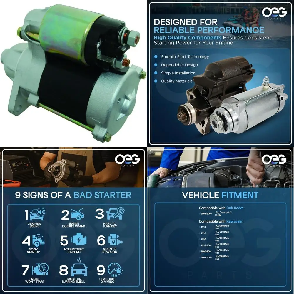 

Детали OEG Новый стартер, совместимый с Cub Cadet Big Country 4x2 2003-07, Big Country 4x2 Utility 03-05; Совместим с Kawasaki