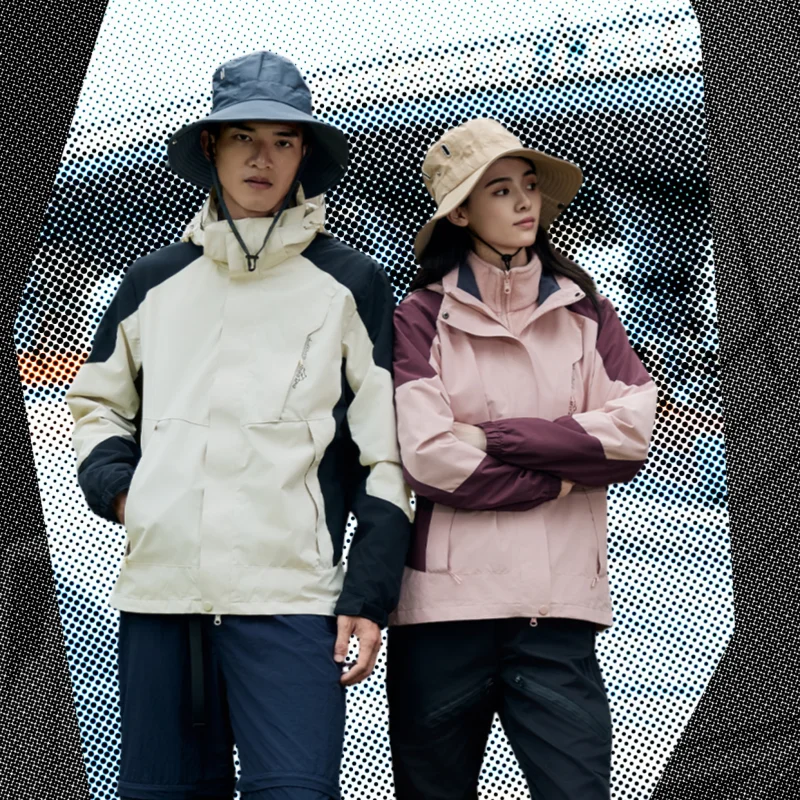 

Men's Women's Windproof Hiking Jacket Unisex Detachable Cap 3in1 Outerwear Mountain Climbing Suit Autumn Winter Male Girl Coat