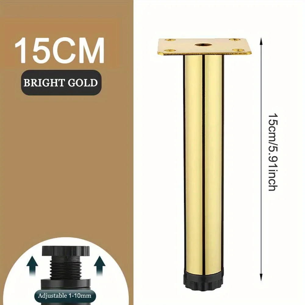 4pcs 15cm Cylinder Square Furniture Legs Golden/Black/Gun Black Sofa Legs Metal Chair Table Feet
