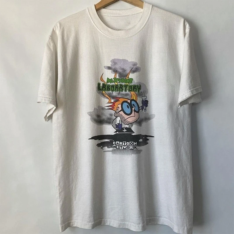 

Dexter's Laboratory Anime Oldschool Trend мужской и женской хлопковой футболки с короткими рукавами в стиле аниме «Декстер»