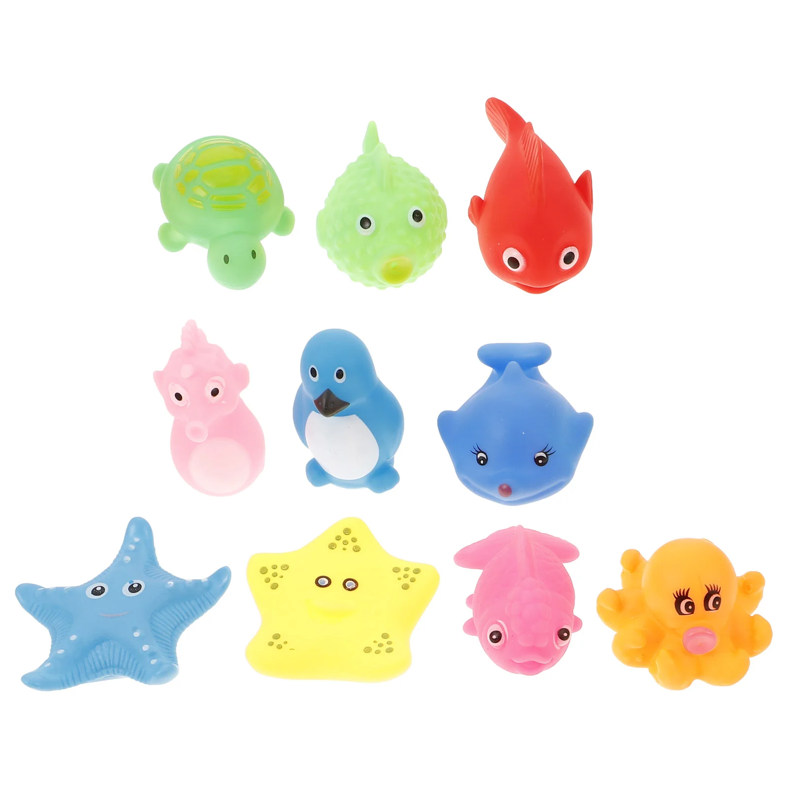 

10 Pcs Ocean Toy Sea Animal Toys Toddler Bath Infant Bathtub Rubber Squeaky Cartoon Bulk