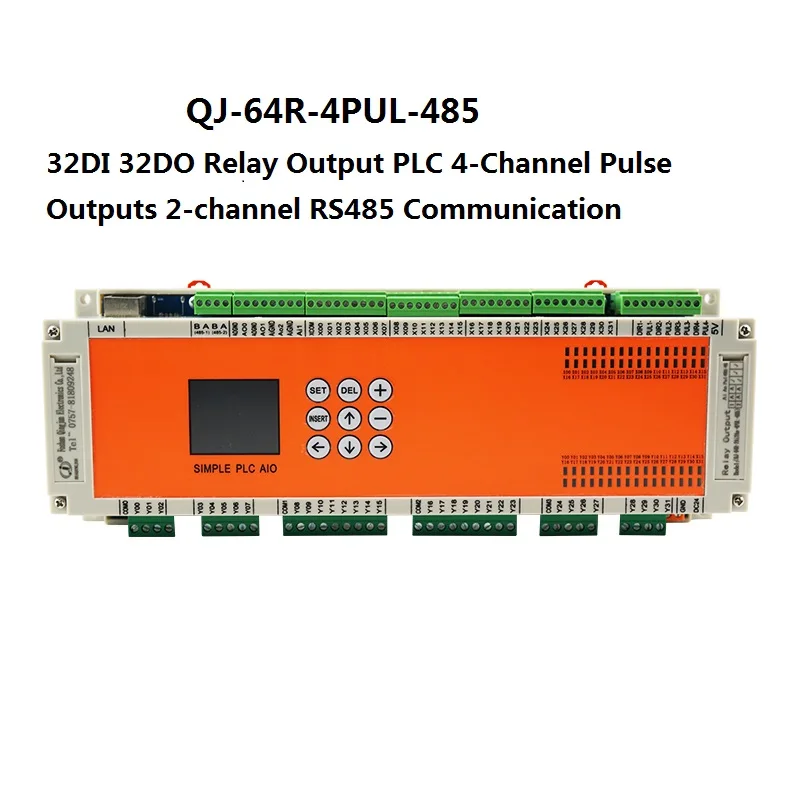 

Chingjun 32DI 32DO Релейный выход ПЛК 4-канальные импульсные выходы 2-канальный RS485 QJ-64R-4PUL-485 ПЛК Modbus RTU для шаговых двигателей