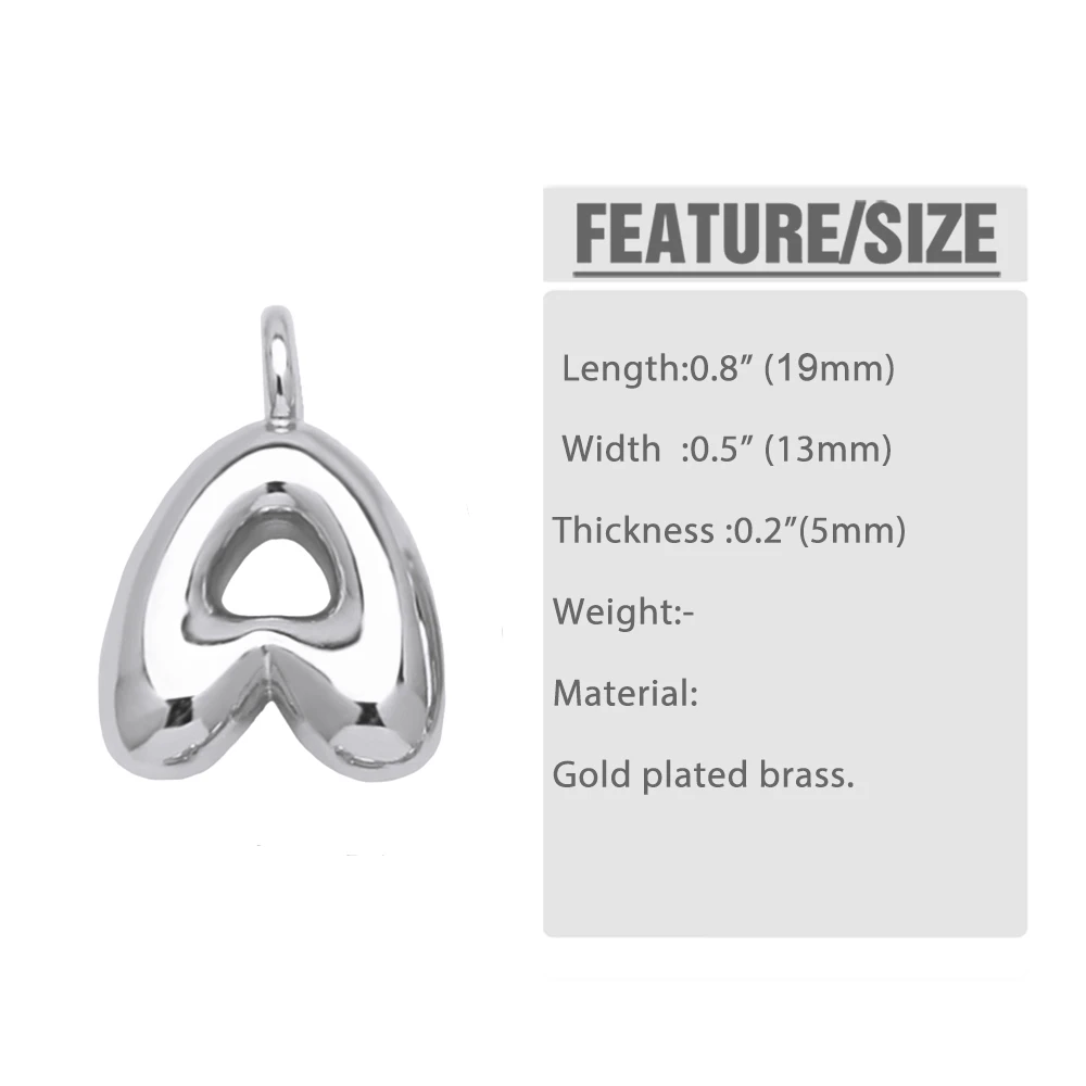 OCESRIO Polish Mini Silver Color Ballon Initial Letter Necklaces Pendant Copper Gold Plated Jewelry Making Supplies pdtb520