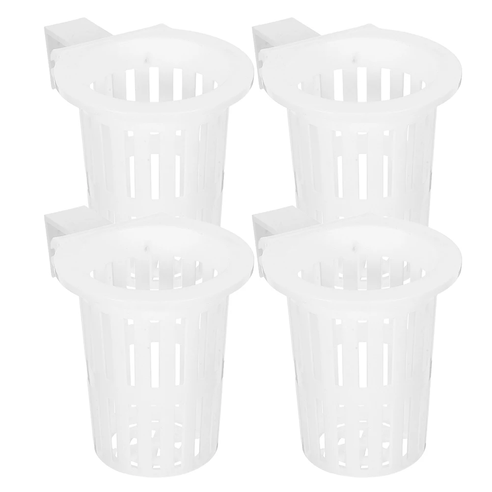 

4Pcs Hydroponic Planter Baskets Wall Mounted Fish Tank Accessories Root Growth Observation Plastic Pot Hydroponic Basket