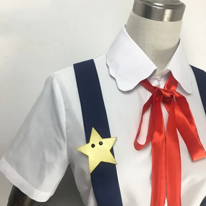 Traje de Cosplay Anime Bakemonogatari para Mulheres, Série Monstory, Hachikuji Mayoi 894 Saia de Cinta Azul Sexy Halloween Party Suit