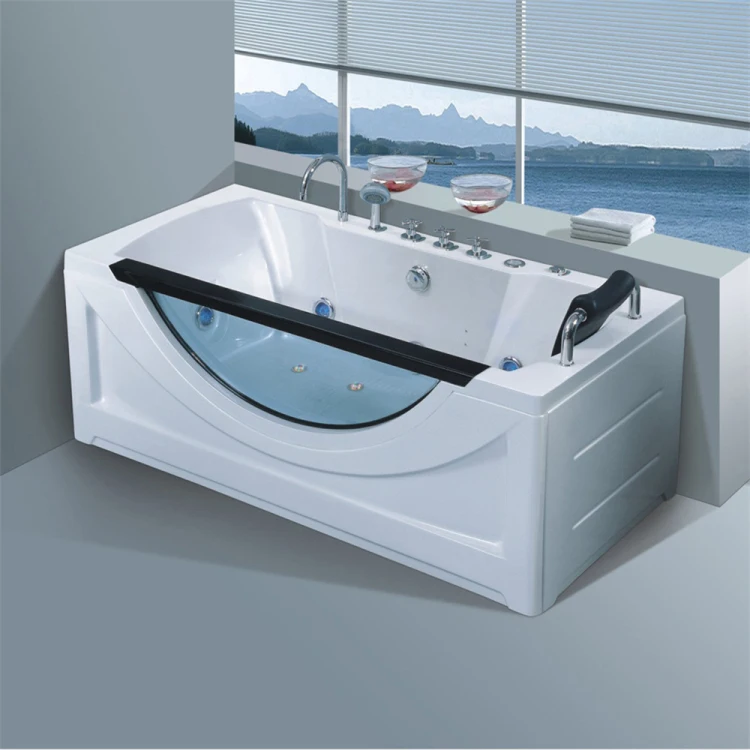 

High-End Luxury Acrylic White Freestanding Whirlpool Bathtub Solid Surface Water Jets Massage SPA Features Floor Stand Bath Tub