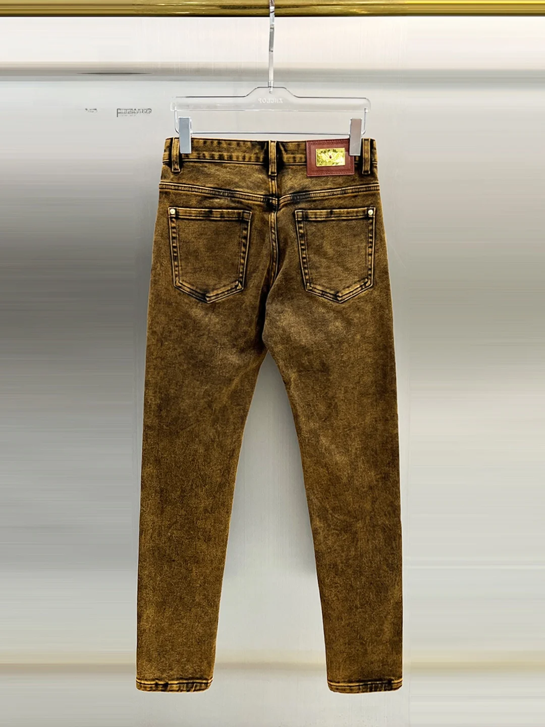 

Winter Men's Fce Lined Pure Color Waed Denim Pants Slim Fit Thiened Jeans Long Trousers Faionable Versatile Casual Wear