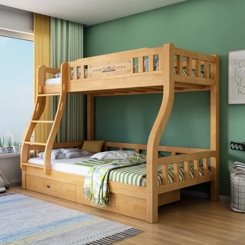 All solid wood two-layer children's bed High and low bunk double bed Upper and lower beds Adult household double bunk beds