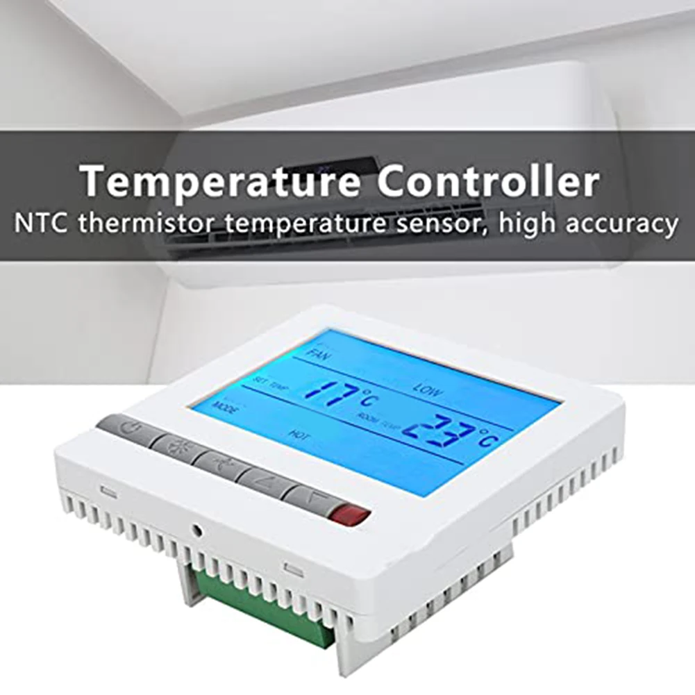 1pcs Thermostat Control Panel Digital Thermostat Intelligent Air Conditioner LCD Display Temperature Controller 86*86mm White