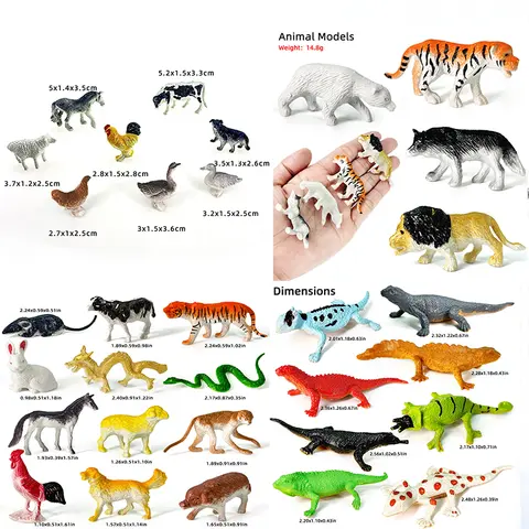 96 st djurmodell vild djungel zoo plast actionfigurer tiger lejon samling modell docka pedagogisk leksak för barn present 10 best sales djungeldjur - №6