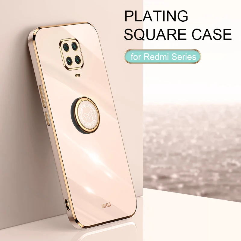 Luxury Ring Holder Plating Phone Case On For Xiaomi Redmi Note 9 Pro Xiomi Note9 9s Max 9pro Soft Silicone Stand Cover