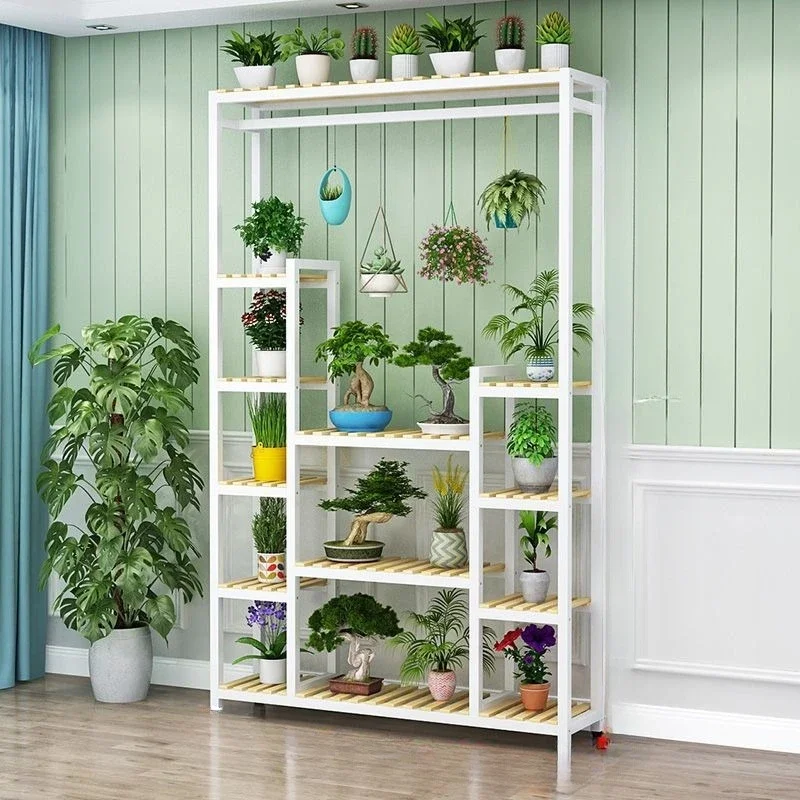 

Flower shop flower stand Iron art household multi-layer indoor balcony shelf Living room partition floor-to-ceiling dill flower