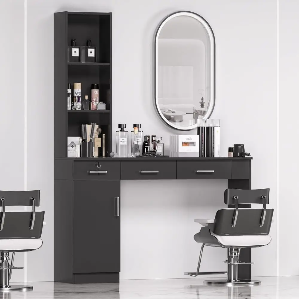 

TOVRON Barber Salon Work Station for Hair Stylist Home Beauty Salon Equipment Barber Supplies Organizer Cabinet Barbershop Furni