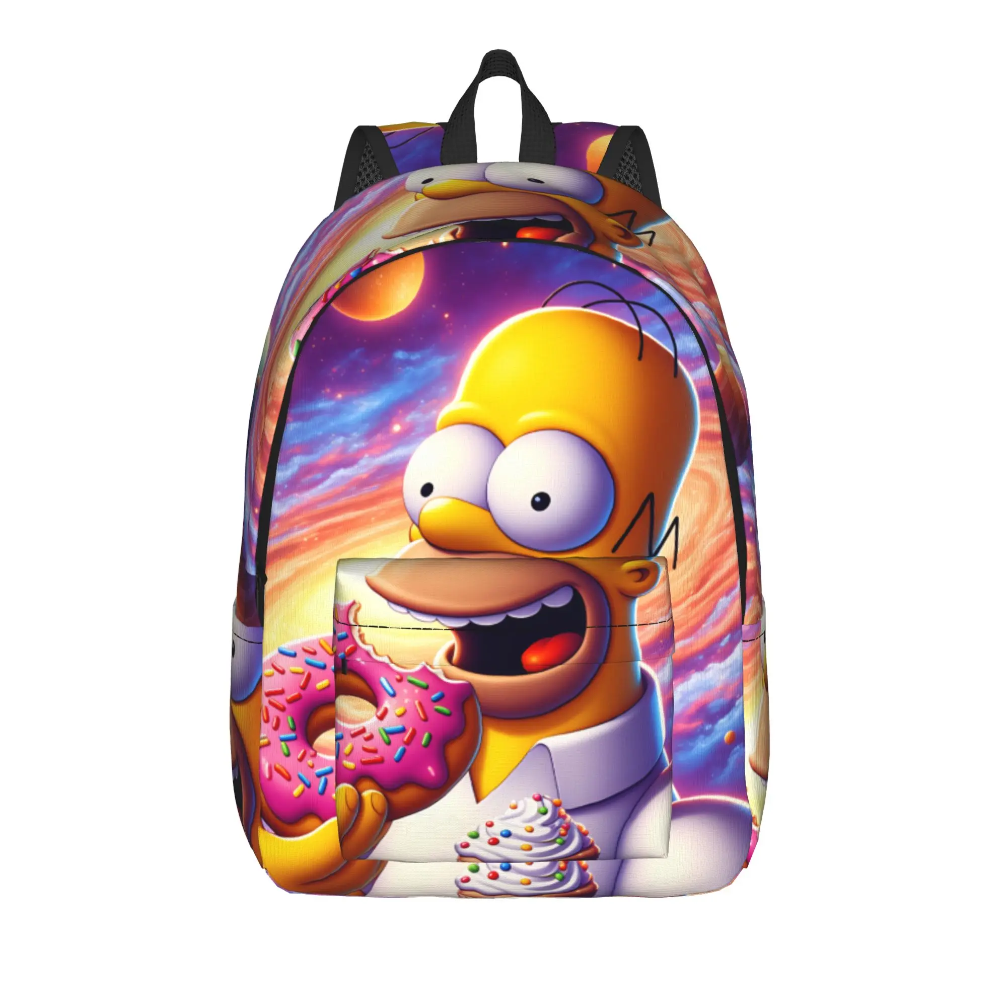 Homer S-Simpsons Galaxy Donut Cosmic Backpack  Hiking Backpacks Boy Girl Streetwear School Bags Designer Big Rucksack