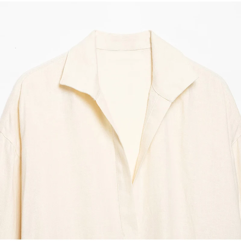 Damen-Hosen-Sets mit Revers, langen Ärmeln, Schnürung, unregelmäßigem Saum, Oversize-Tops, weiten Hosen, schicke Damen-Outfits mit Paneelen, locker geschnitten, neu – Detail 7