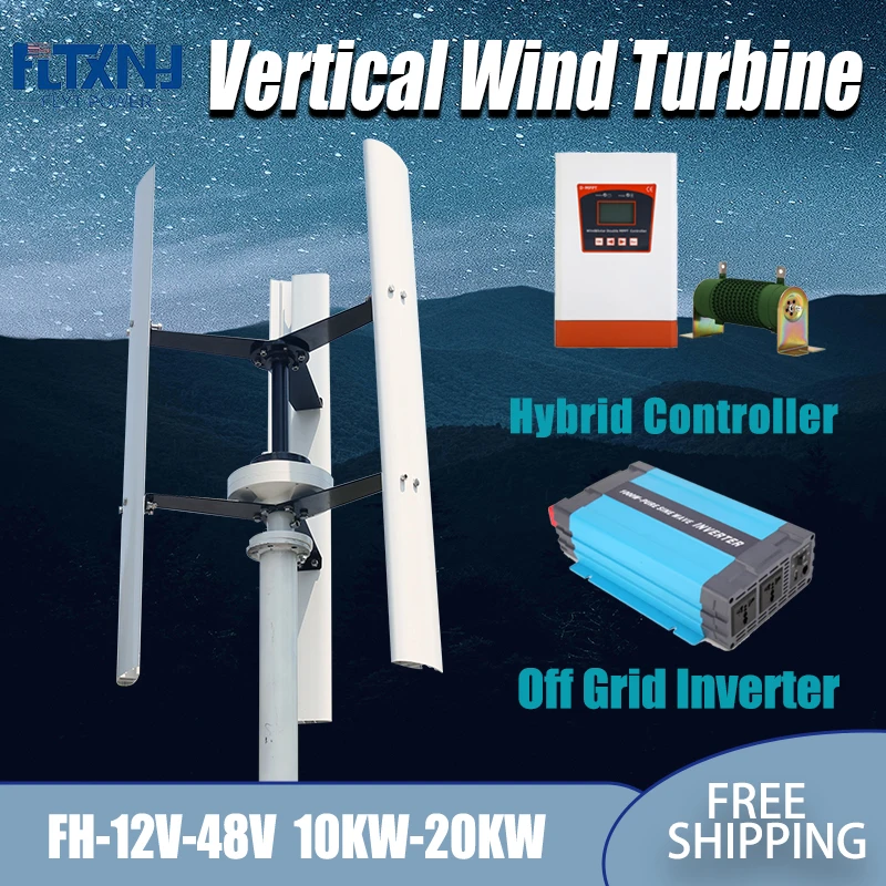 20KW 12V 24V Auto 48V Vertical Axis Wind Power Turbine Generator Low RPM Windmill with MPPT Controller for Home Farm