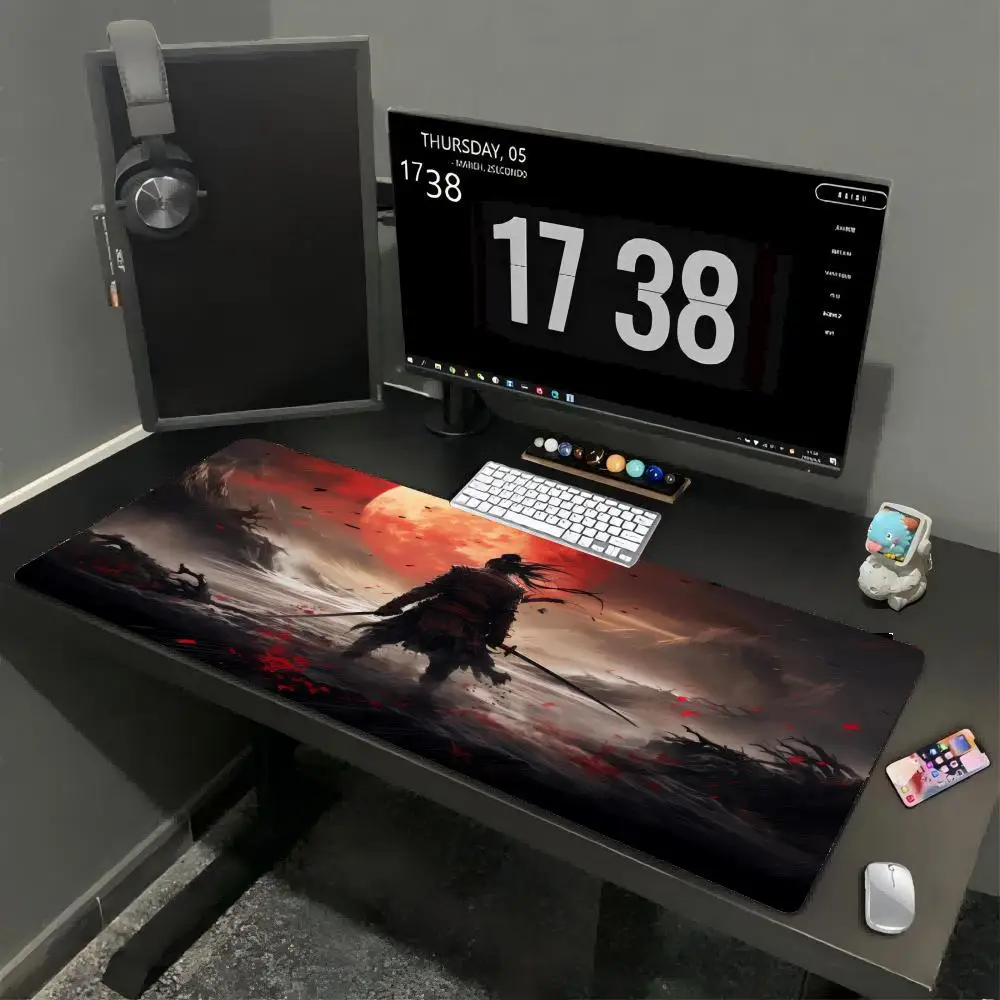 Samurai Warrior Mouse Pad Gamer ملحقات الكمبيوتر لوحة المفاتيح الجدول حصيرة لوحة الماوس السوداء شركة الألعاب مكتب الكمبيوتر المحمول ملحق الكمبيوتر