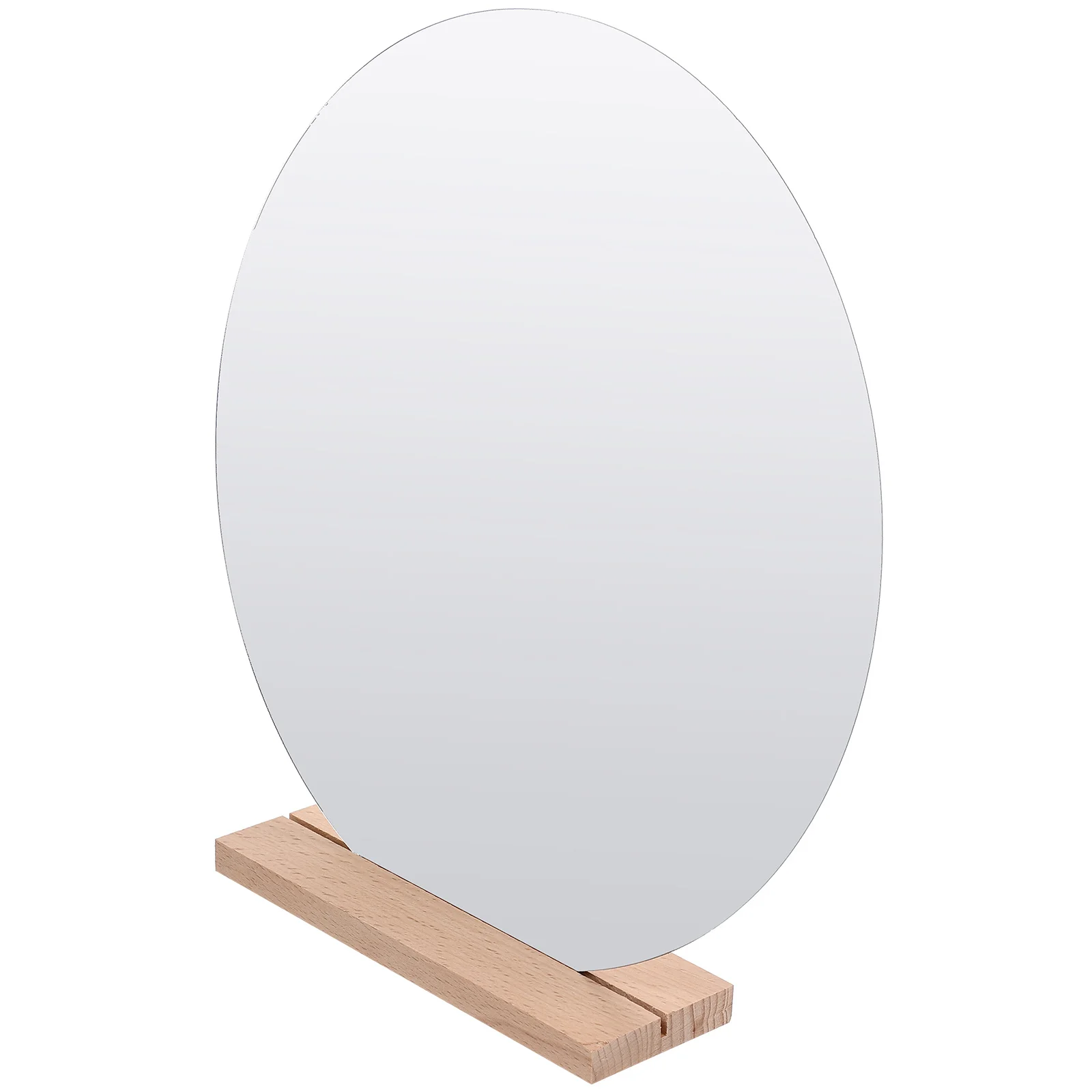 Desktop Acrylic Mirror Wooden Base Irregular Shape Stylish Makeup Mirror Vanity Bedroom Decorative Aesthetic Desk Decor