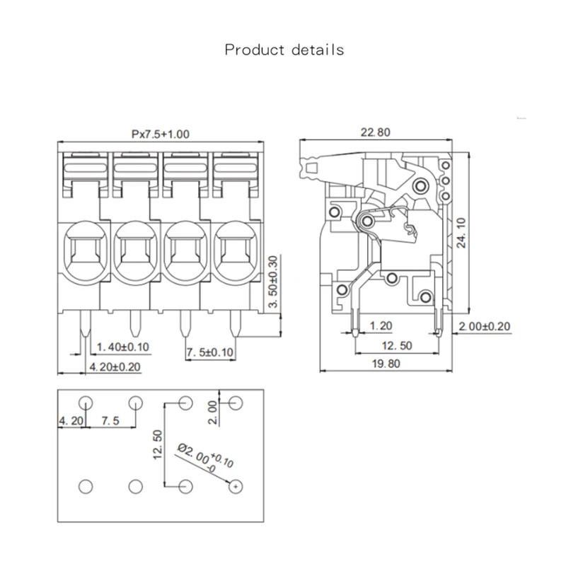 10 Pieces KF206 7.5 2P 3P 4P 5P 6P 7P 8P 9P 10P 12P Double Row Direct Plug 7.5mm Pitch Spring Loaded PCB DG2206 Terminal Blocks