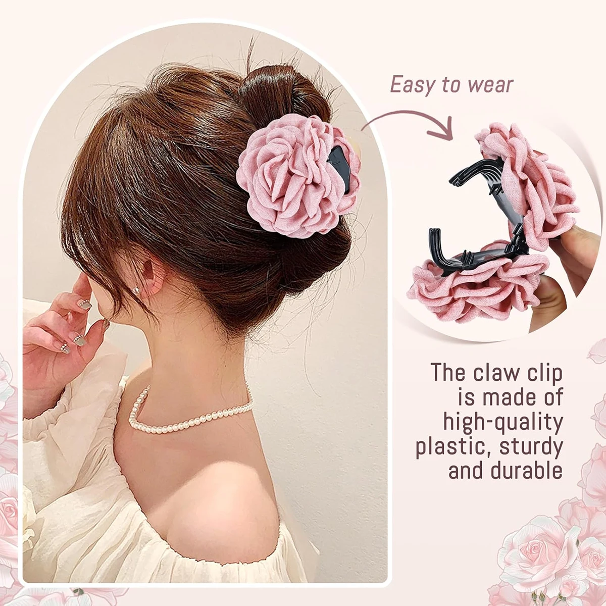 1pc cloth temperament elegant flower grab clip, resort beach hair accessories grab shark clip, the back of the head pan hair cla