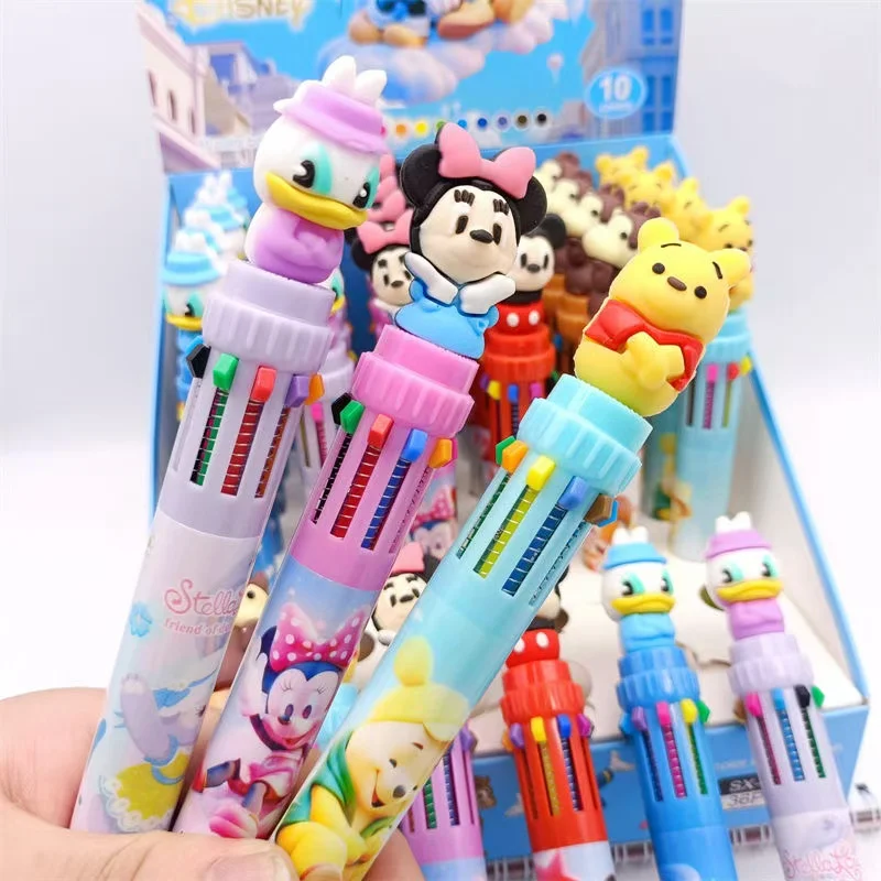 3PCS Authentic Disney Ten Color Styling Pen Stationery Creative Cartoon Student Ballpoint Pen Cute Limited Edition Signature Pen