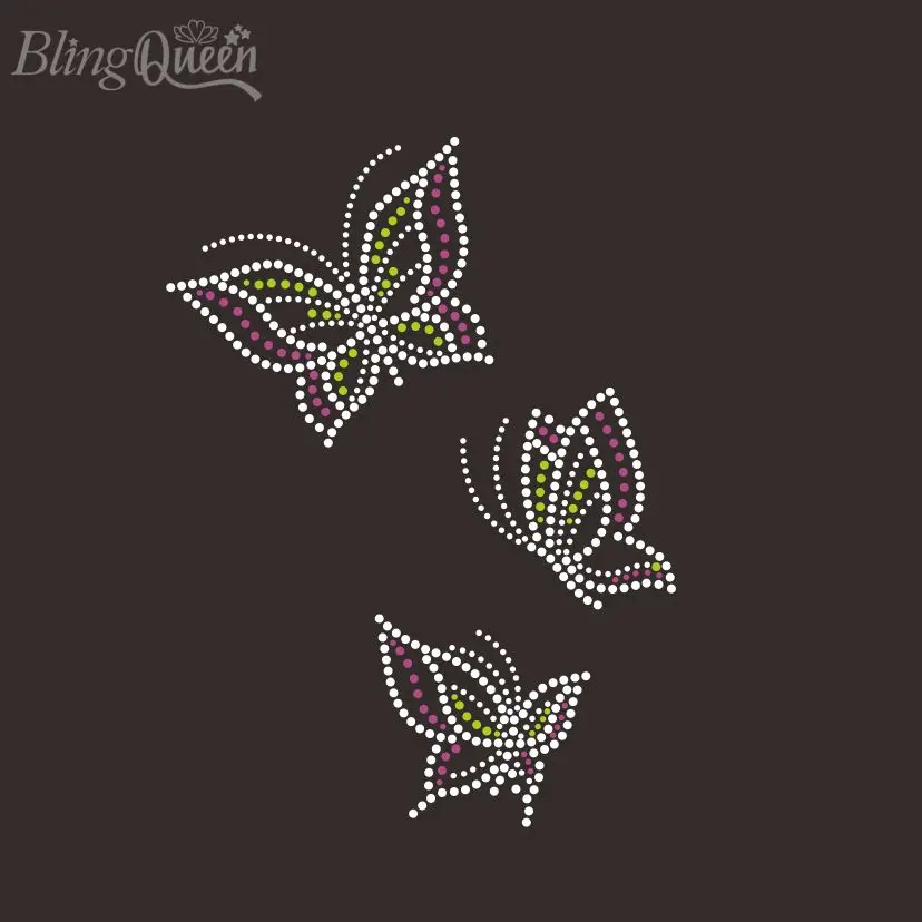 

BlingQueen-Rhinestone Iron-On Transfers, Butterfly Design, Korean, 25Pcs Lot