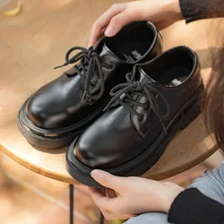 Maden British Platform Lolita Scarpe da donna Stringate Business Abito formale Scarpe derby Stivali da donna in pelle bassi con punta tonda