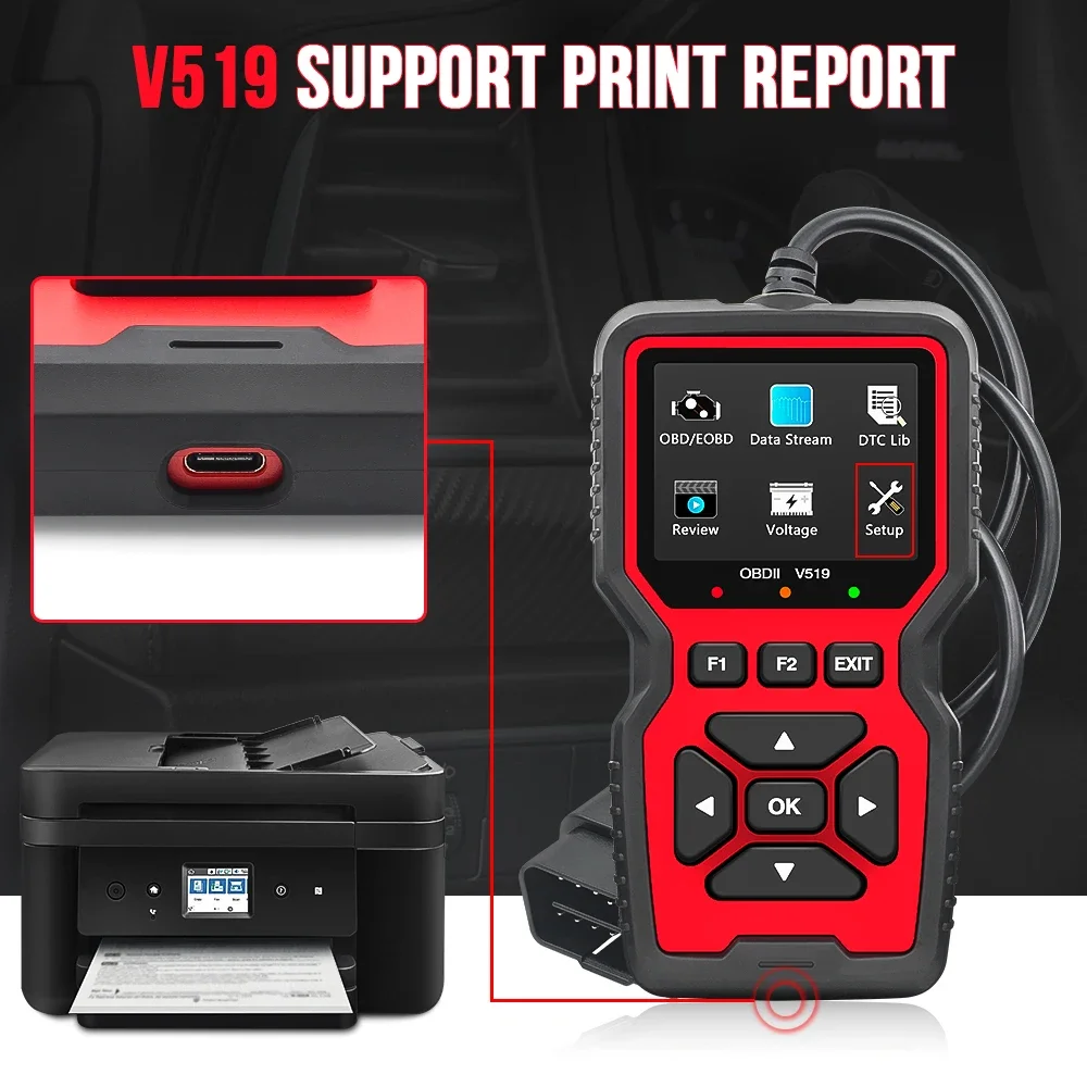 V519 Auto OBD2 Scanner Strumento Diagnostico Tester di Tensione Professionale Auto Controllo Lettore di Codice Motore OBD II Scanner Codice Eraser Scan
