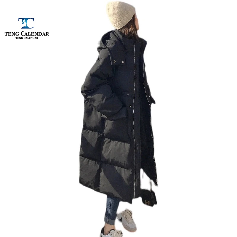 سترة شتوية طويلة من القطن، فوق الركبة، سترة خبز كورية سميكة فضفاضة الخصر للطلاب، طراز جديد 2025 للسيدات #3