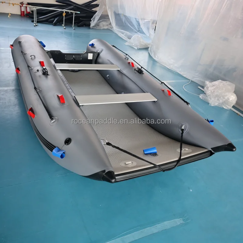 Lightweight 365cm 390cm Sport Yacht Comfortable PVC 6-Passenger Inflatable Catamaran Boat For Fishing Outdoor Activities