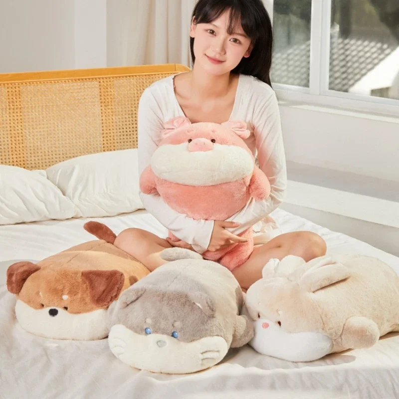 Hot 50cm Soft Animals Cartoon Cat Pillows Cushion Lovely Rabbit Stuffed Dog  Pig Cat Plush Toy Birthyday Gift