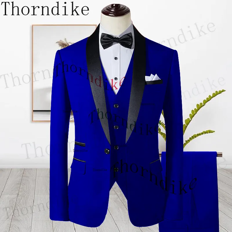 

Thorndike New Fashion Men Suit Groom Wear Business Casual Party Suit For Men Slim Fit Shawl Lapel 3 Piece （Blazer + Vest+ Pants）