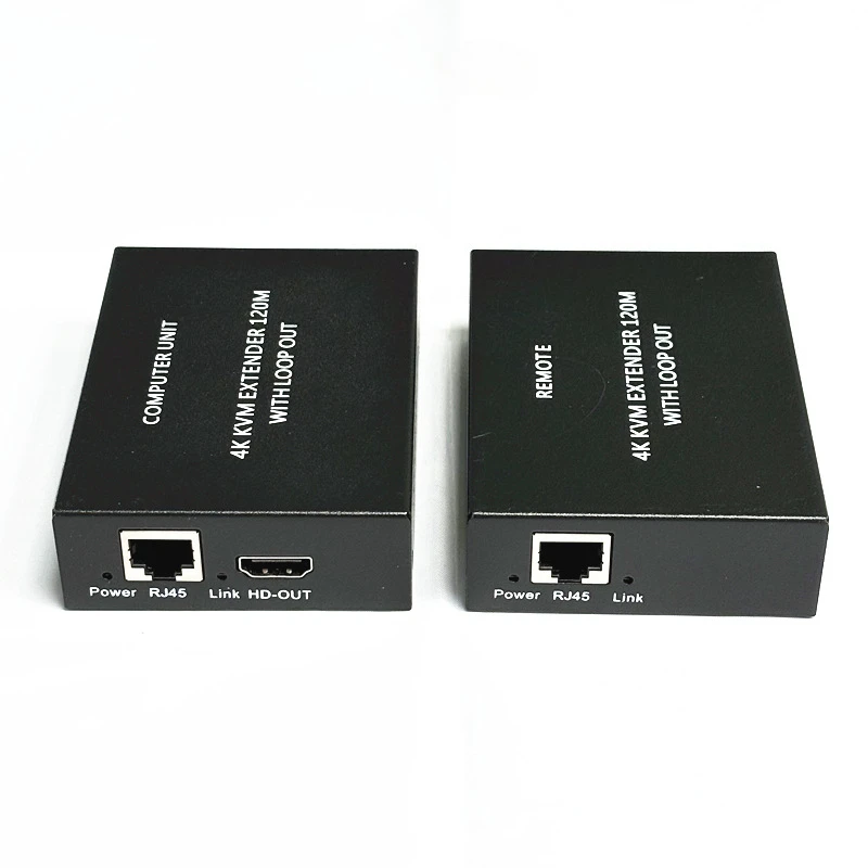4K 120M HDTV KVM Extender 120M over RJ45 Ethernet Cat5e/6 HDTV USB Extender Transmitter and Receiver kit For USB Mouse Keyboard