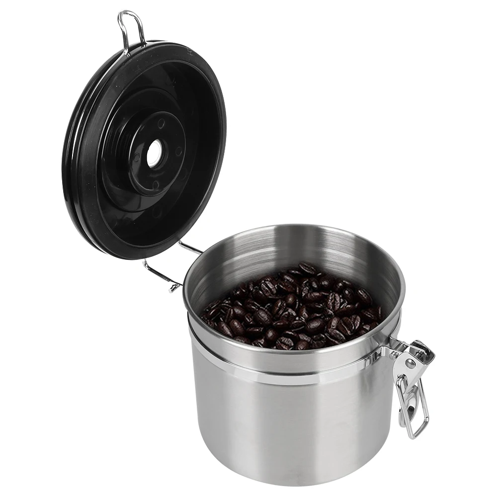 For Coffee Beans Coffee Container with co2 Valve Coffeeware Storage Canister Airtight Lid Preserves Freshness Stainless Steel