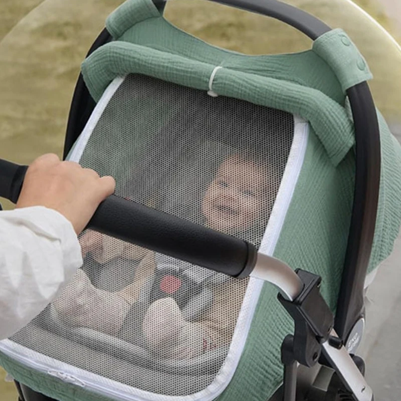 غطاء مقعد السيارة للرضع من القطن القابل للتنفس، مظلة حماية 360 درجة