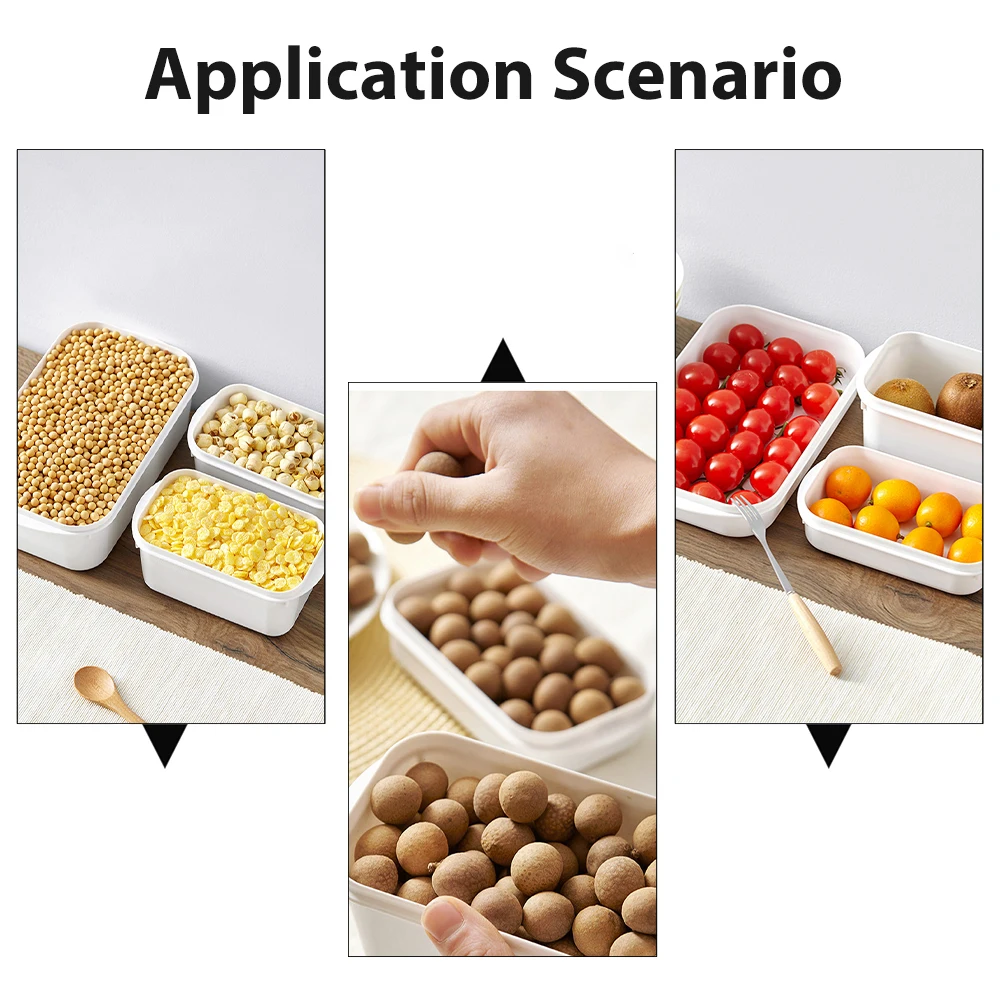 

4 Pcs Lunch Food Storage Box Containers with Lids Cereals Refrigerator White Pp