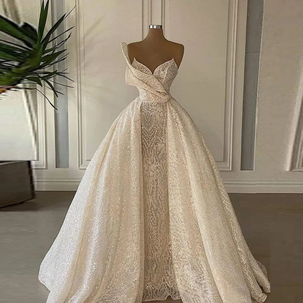 

Ivory Lace A-line Wedding Dress Gorgeous Sweetheart Sleeveless Bridal Wedding Dress Customized Formal Banquet Evening Dress