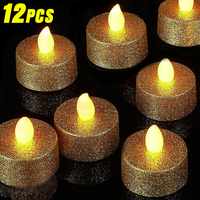 12/1Pcs Glitter LED Candles Flameless Battery Operated Tealights Romantic Electronic Candles Lamps For New Year Party Decoration