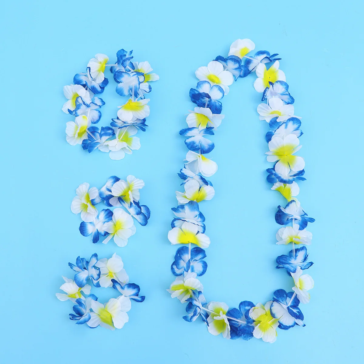

Dual-Color Flower Wreath Set Artificial Hawaii Leis Garland For Party Decor Neck Head Wrist Elastic Wreaths Tropical
