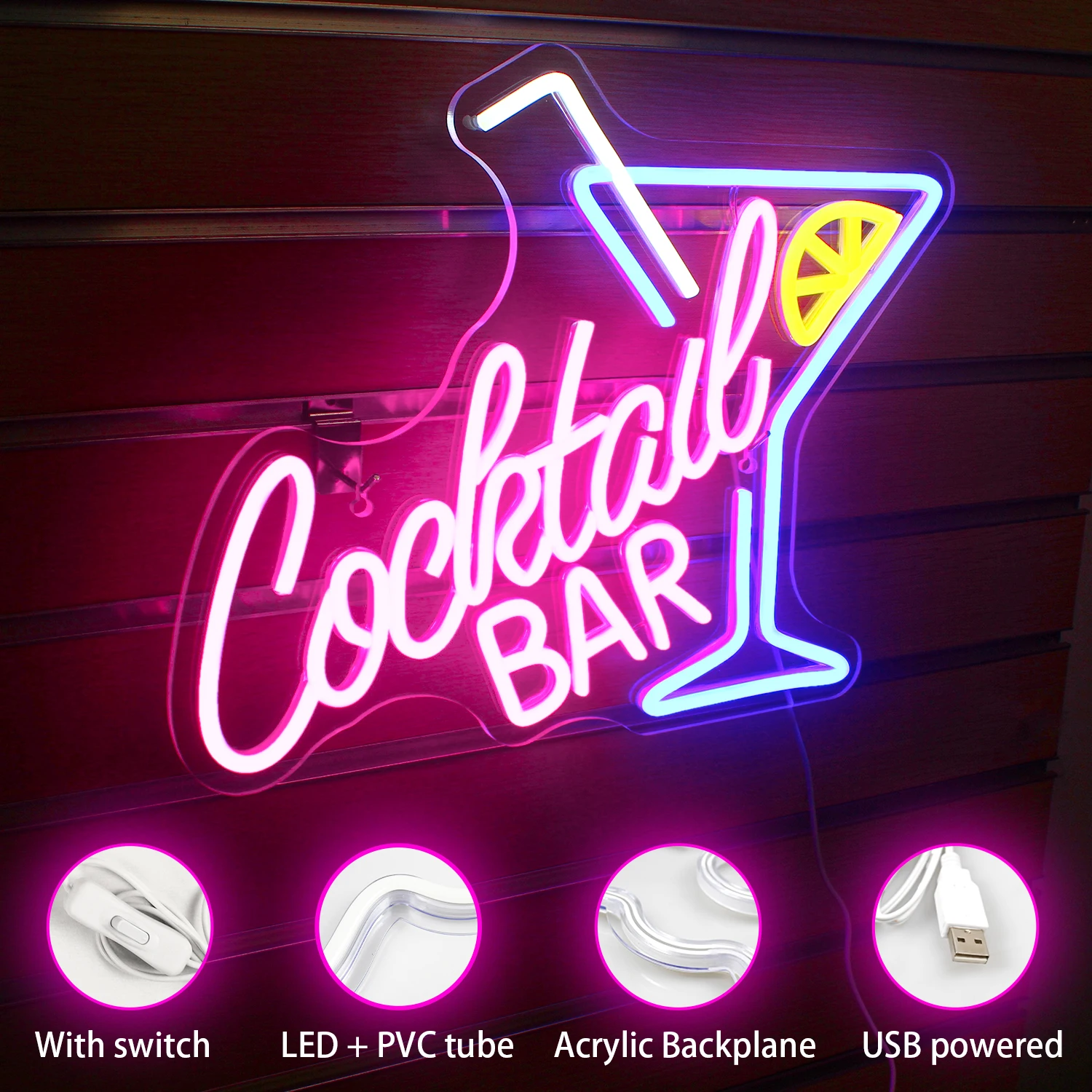 Imagem -03 - Cocktail Bar Led Neon Sign Art Luzes de Parede Beer Bar Decor Usb Powered Luz para a Festa Pub Night Club Man Cave Decor