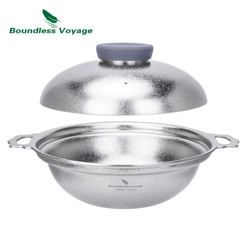 Boundless Voyage Titanium Pot with Lid,  2500ml Large Capacity Camping Cookware, Non Coated Stockpot Hot Pot & Home Use Ti2117C