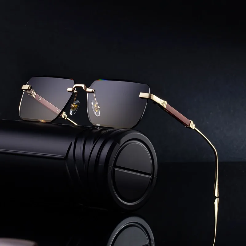 

New Photochromic Rimless Sunglasses Fashion Square Glasses for Men Women Designer Man's High Quality Sun Glasses UV400 Shades