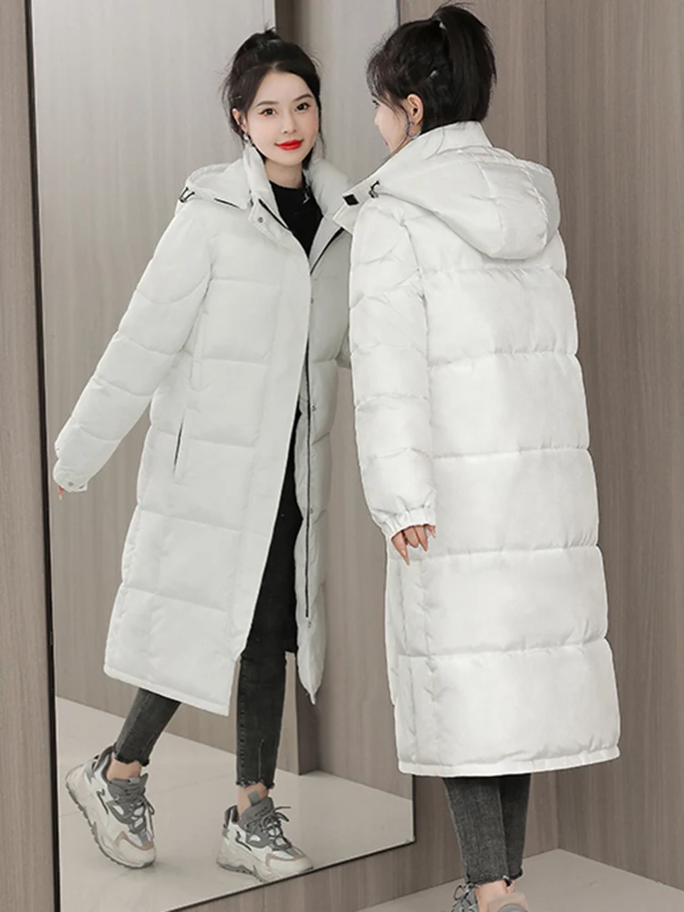 Parkas largas con capucha para mujer, chaquetas informales gruesas y súper cálidas, prendas de vestir de invierno, chaqueta holgada, novedad de 2023