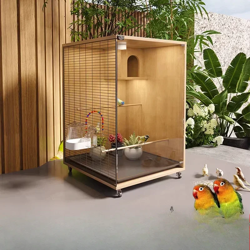 Parrot bird cage, transparent ecological cage
